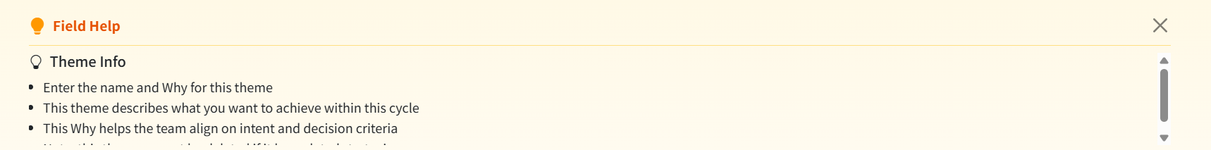 Theme Info - Enter name and Why for alignment